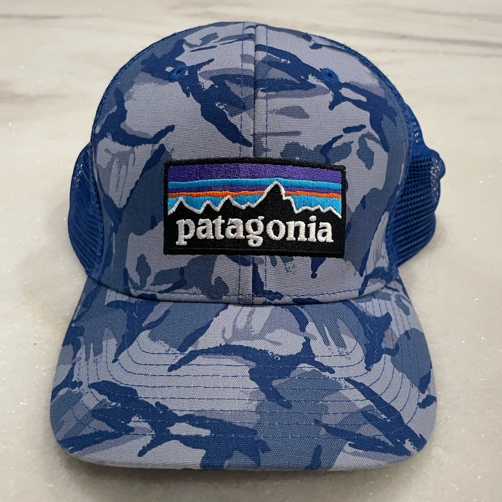 Patagonia blue camouflage baseball cap in EUC